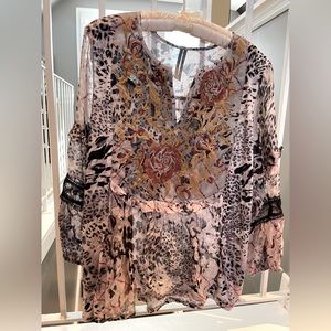 Anthropologie mixed media blouse